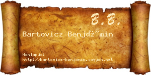 Bartovicz Benjámin névjegykártya